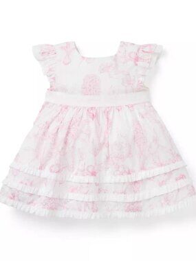 Janie and Jack Bunny Toile Baby Dress, Size 18-24 months